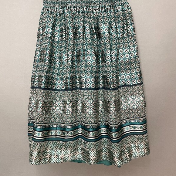 Max Studio Dress Smocked Top Striped Lined Green Teal‎ Size Medium Shirred Lined - Picture 6 of 15